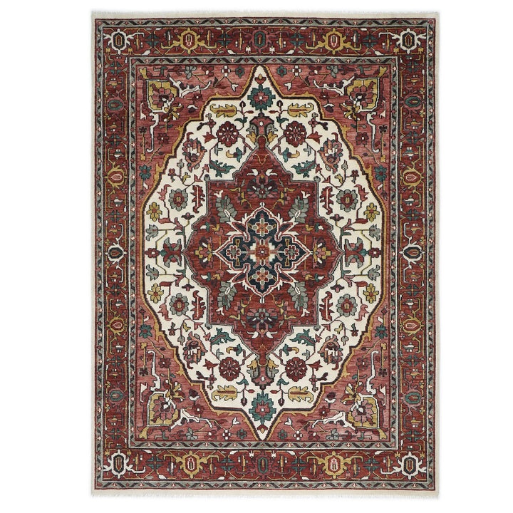 10x14 Rust, Ivory, Gold Color Hand Knotted Oushak Wool  Oriental Rug