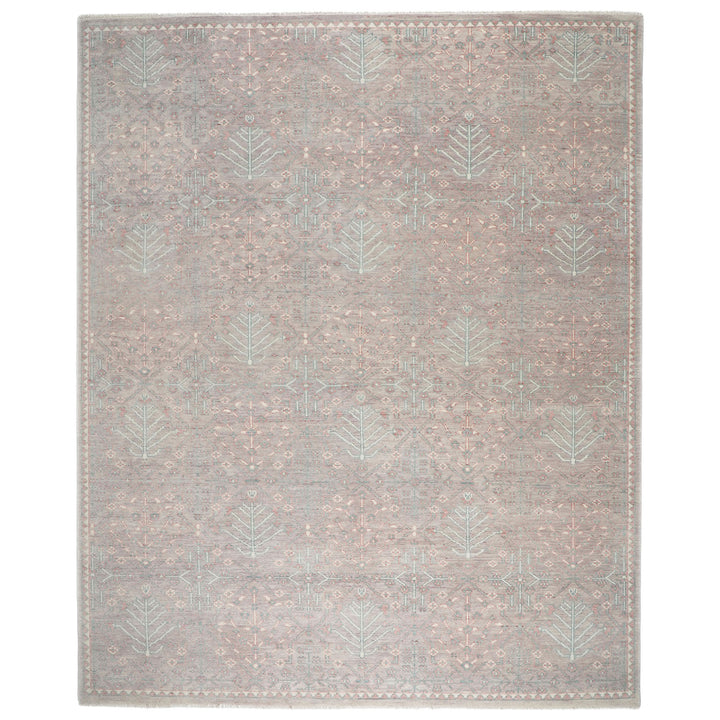 12x15 Rose, Aqua, Gray Color Hand Knotted Oushak Wool Transitional Oriental Rug