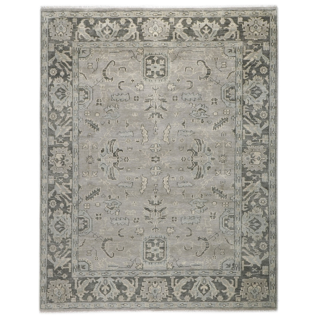 9x12 Gray, Taupe, Beige Color Hand Knotted Oushak Wool Transitional Oriental Rug
