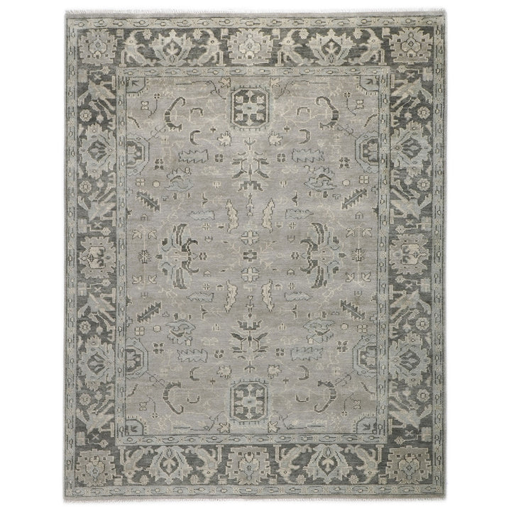 9x12 Gray, Taupe, Beige Color Hand Knotted Oushak Wool Transitional Oriental Rug