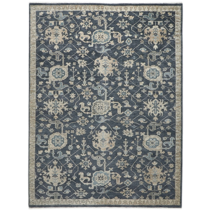 9x12 Gray, Beige, Moss Color Hand Knotted Oushak Wool  Oriental Rug