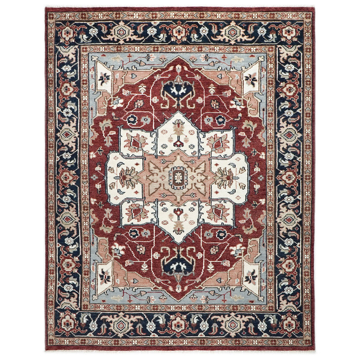 9x12 Rust, Ivory, Blue Color Hand Knotted Oushak Wool  Oriental Rug