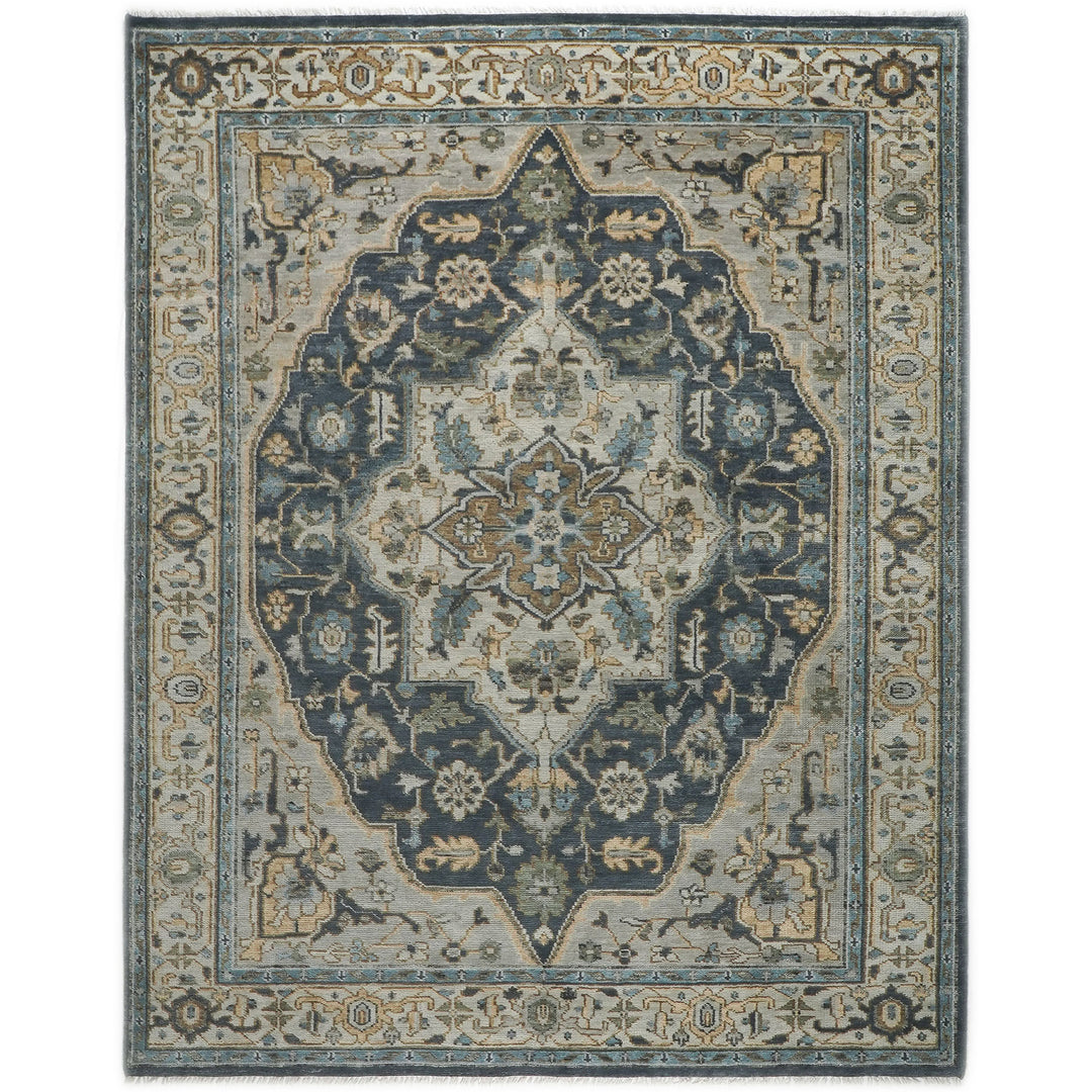 9x12 Blue, Gray, Slate Color Hand Knotted Oushak Wool  Oriental Rug