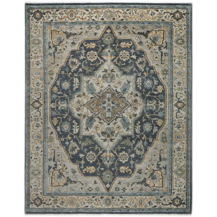 9x12 Blue, Gray, Slate Color Hand Knotted Oushak Wool  Oriental Rug
