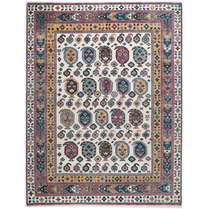 9x12 Gray, Ivory, Rose Color Hand Knotted Oushak Wool Traditional Oriental Rug