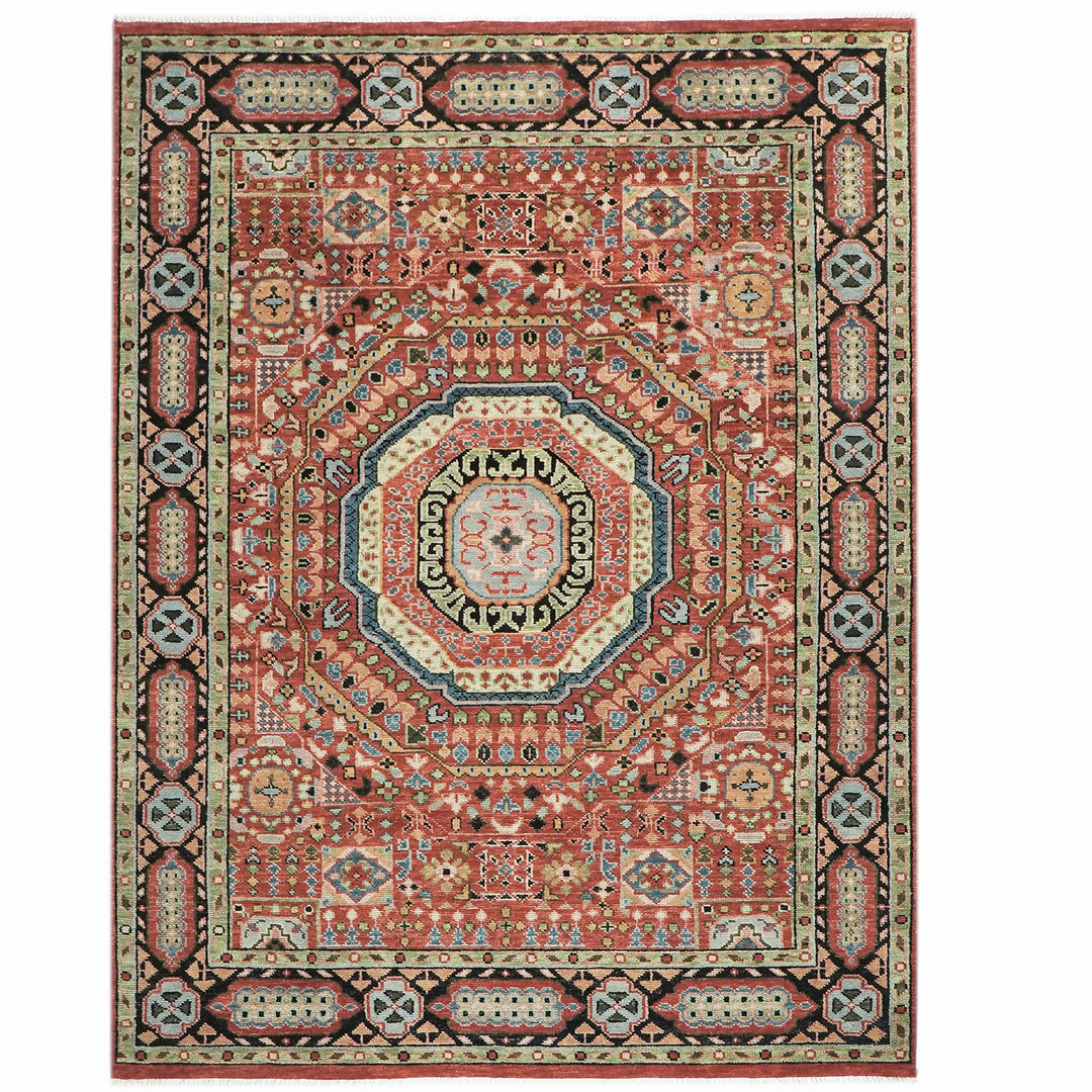 9x12 Burnt Orange, Lime, Beige Color Hand Knotted Oushak Wool Traditional Oriental Rug