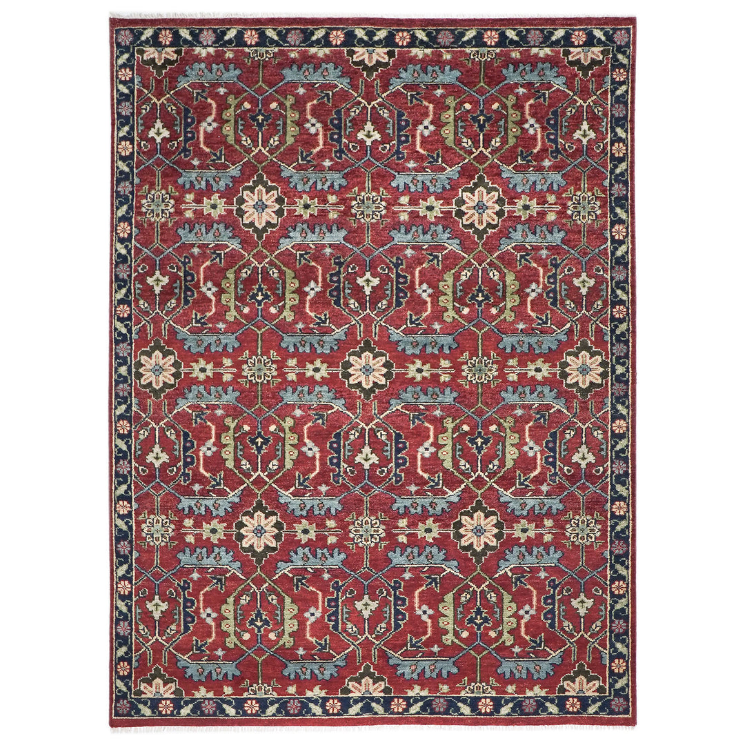 9x12 Rust, Sage, Blue Color Hand Knotted Oushak Wool Transitional Oriental Rug