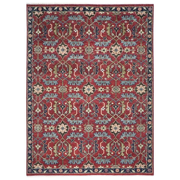 9x12 Rust, Sage, Blue Color Hand Knotted Oushak Wool Transitional Oriental Rug
