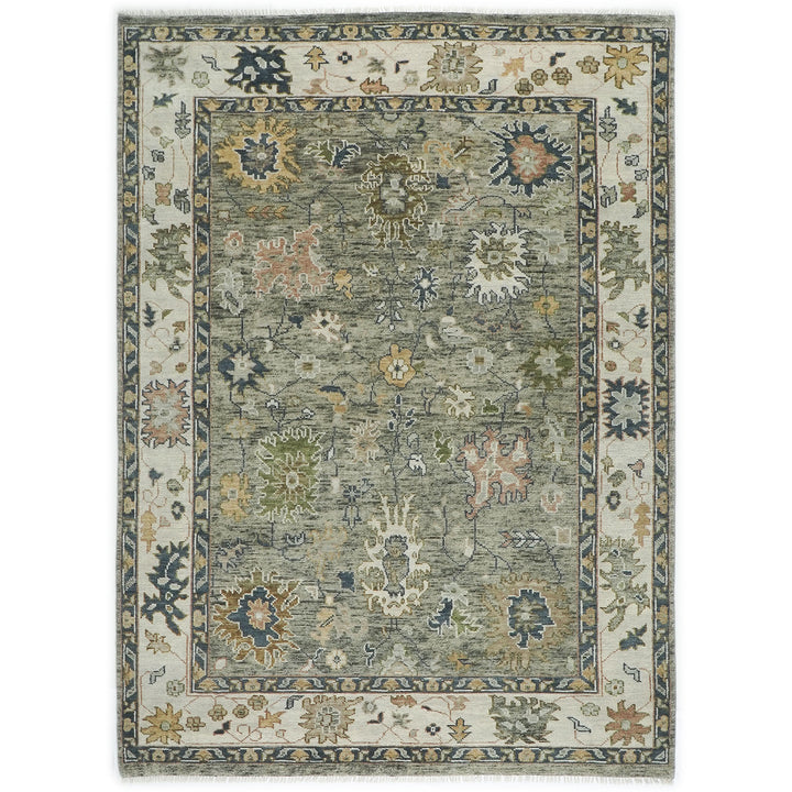 9x12 Mint, Beige, Gold Color Hand Knotted Oushak Wool  Oriental Rug