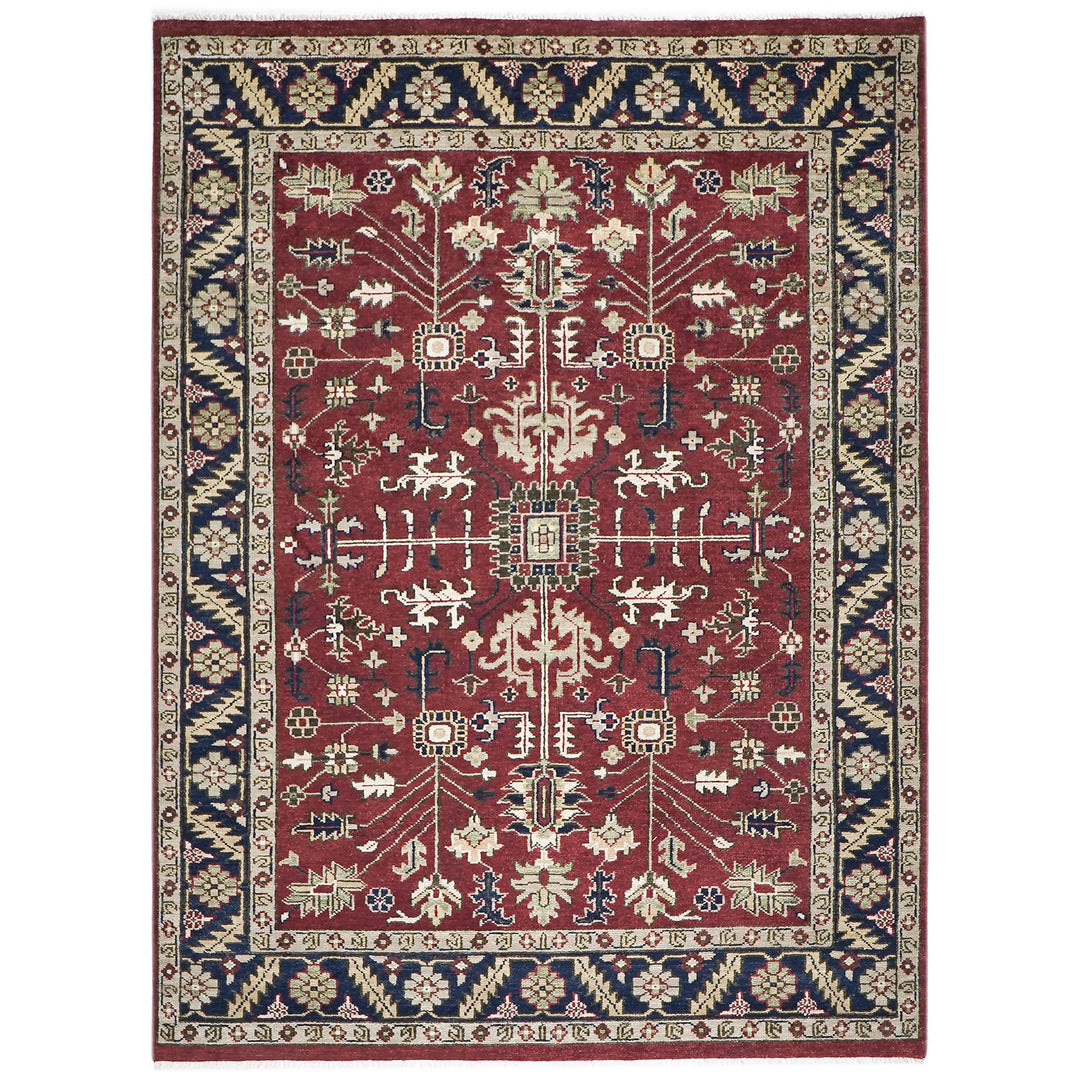 9x12 Rust, Navy, Beige Color Hand Knotted Oushak Wool Traditional Oriental Rug
