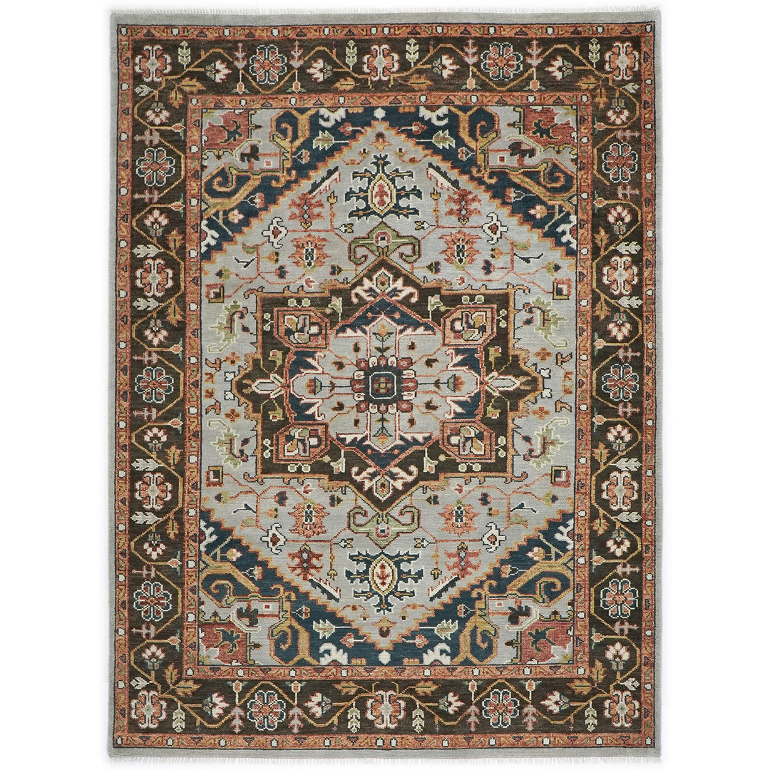 9x12 Slate, Brown, Green Color Hand Knotted Oushak Wool  Oriental Rug