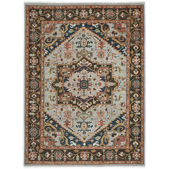 9x12 Slate, Brown, Green Color Hand Knotted Oushak Wool  Oriental Rug