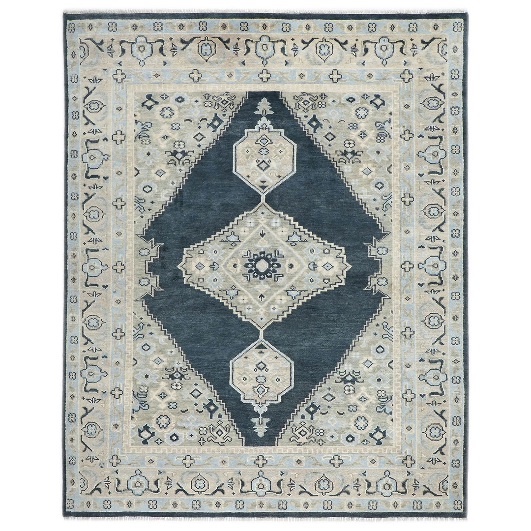 9x12 Gray, Blue, Taupe Color Hand Knotted Oushak Wool  Oriental Rug