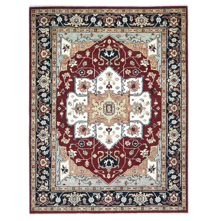 9x12 Rust, Ivory, Blue Color Hand Knotted Oushak Wool  Oriental Rug