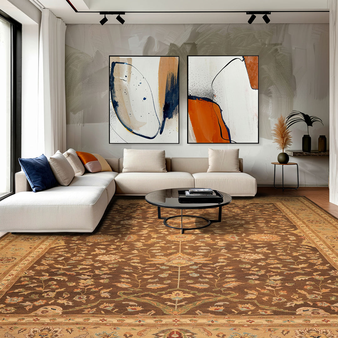 12x18 Brown, Tan, Gold Color Hand Knotted Soumak Wool Traditional Oriental Rug