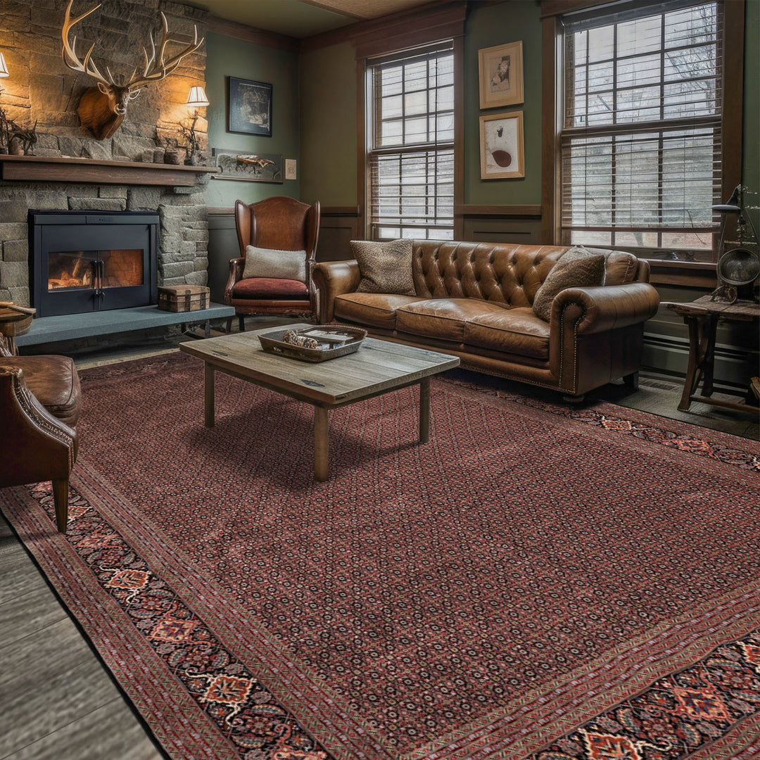 12x18 Black, Rose, Red Color Hand Knotted Sino Persian Wool &amp; Silk Traditional Oriental Rug