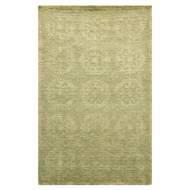 5x8 Tone on Tone Sage, , Color Hand Knotted Tibetan Wool Transitional Oriental Rug