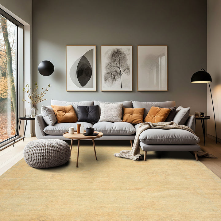 8x10 Gray, Beige, Tan Color Hand Knotted Oushak New Zealand Wool Transitional Oriental Rug