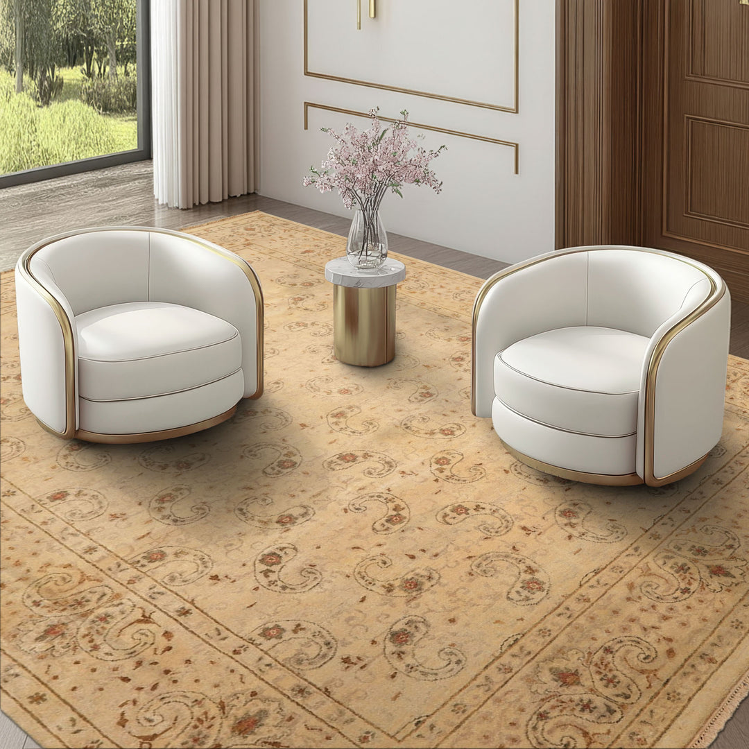 9x12 Beige, Caramel, Green Color Hand Knotted Agra Wool Traditional Oriental Rug