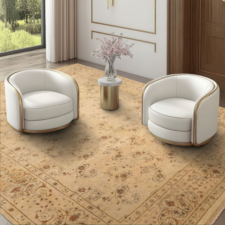 9x12 Beige, Caramel, Green Color Hand Knotted Agra Wool Traditional Oriental Rug
