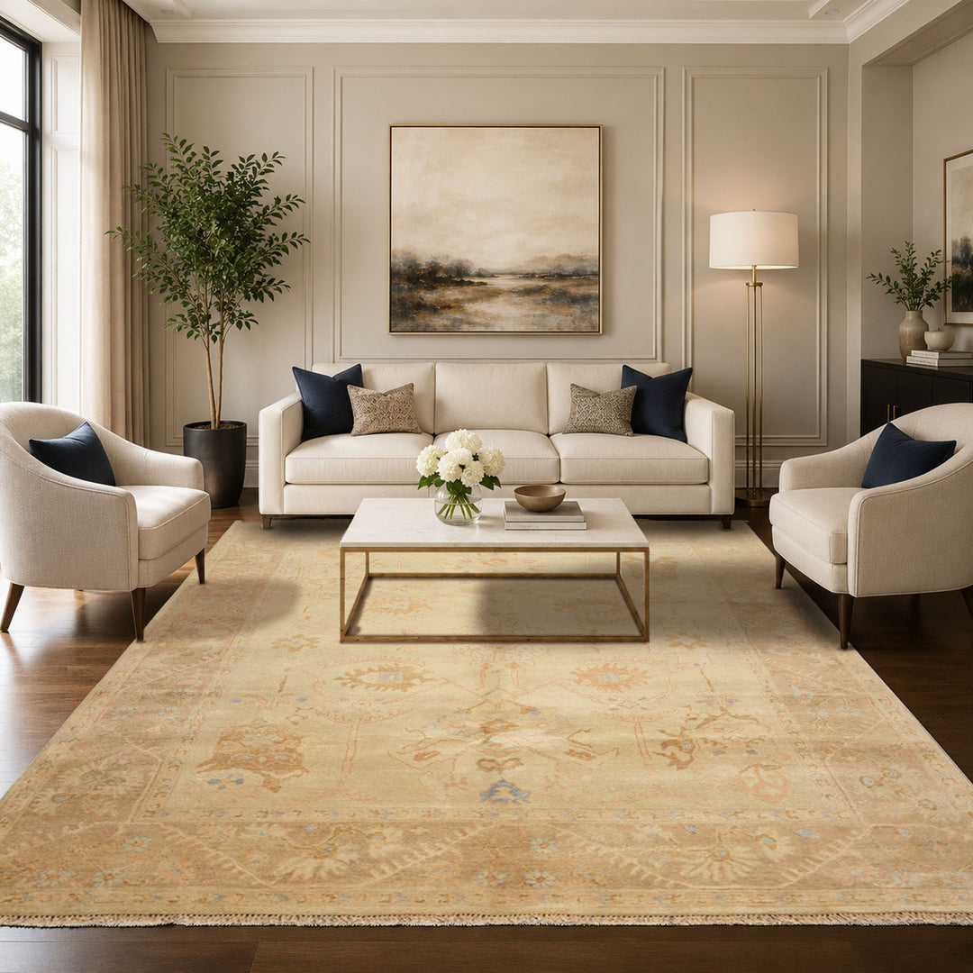 8x10 Beige, Taupe, Blush Color Hand Knotted Washed out New Zealand Wool Transitional Oriental Rug