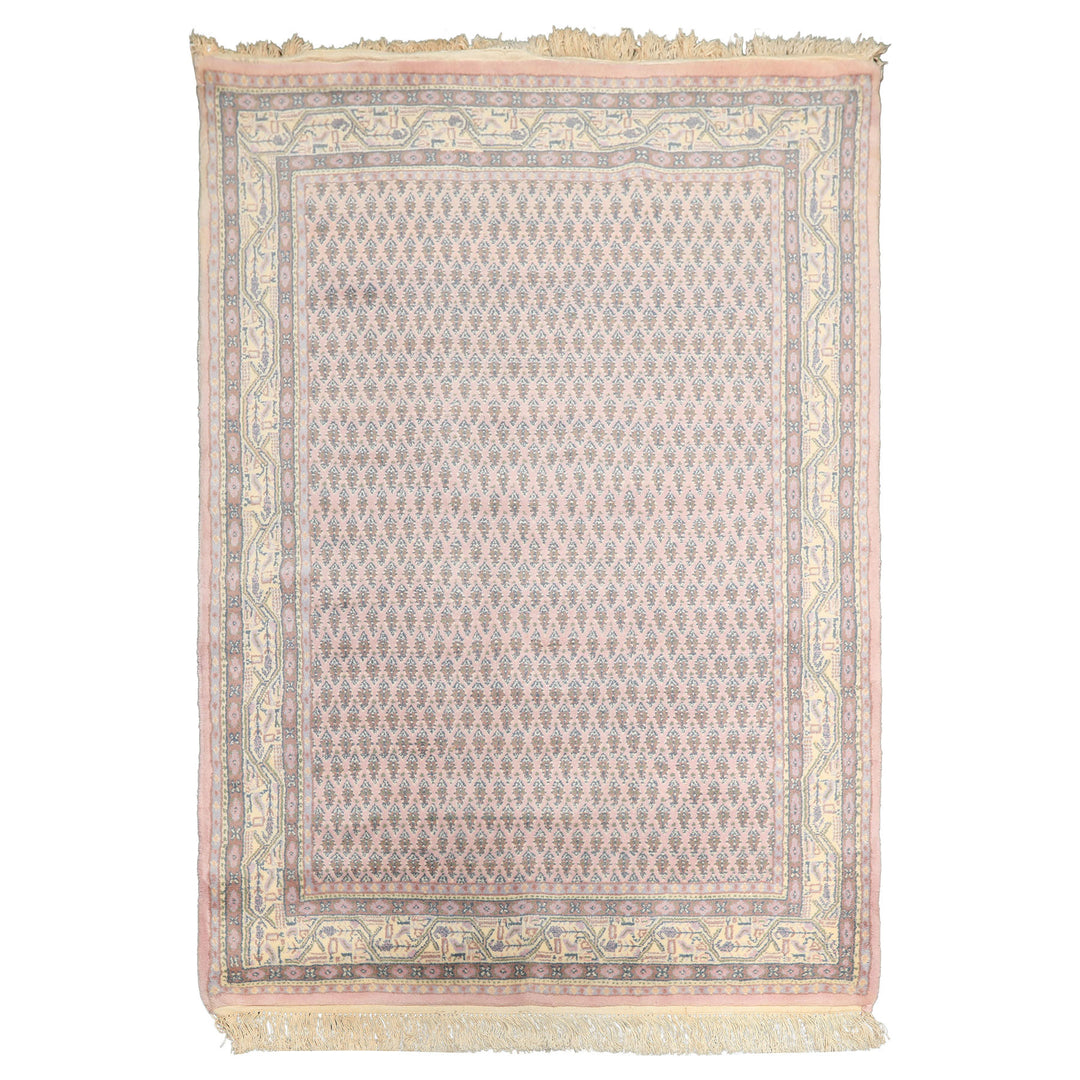 4x6 Lilac, Ivory, Slate Color Hand Knotted Persian Wool Traditional Oriental Rug