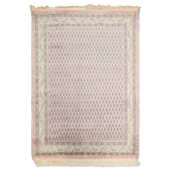 4x6 Lilac, Ivory, Slate Color Hand Knotted Persian Wool Traditional Oriental Rug