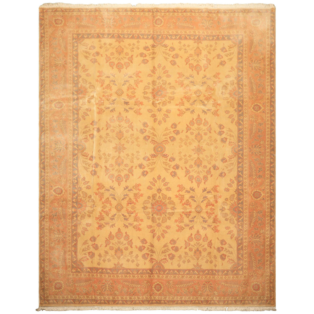9x12 Beige, Blush, Gray Color Hand Knotted Oushak Wool Traditional Oriental Rug