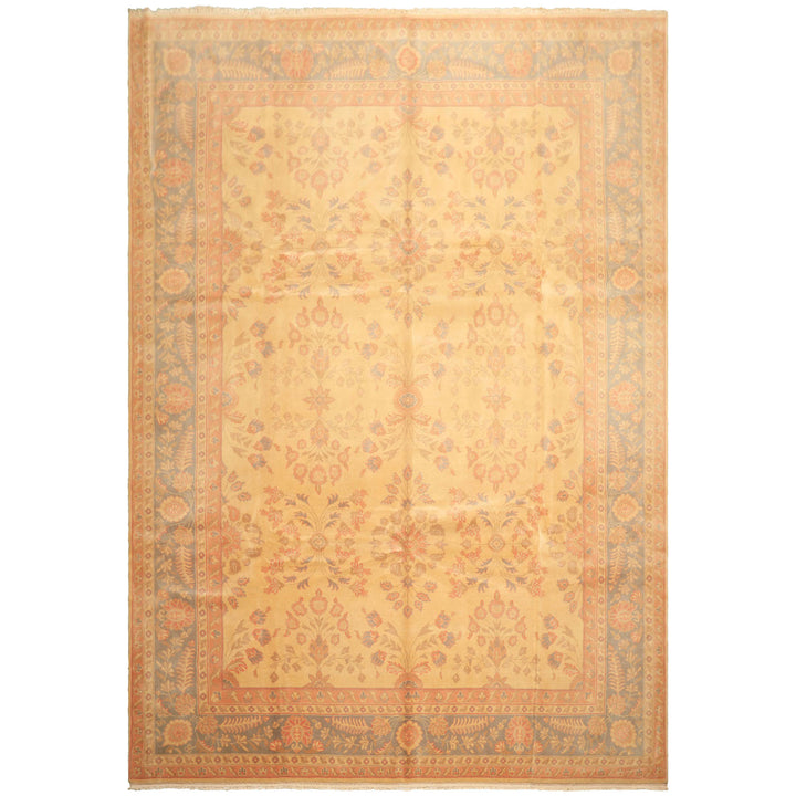 9x12 Beige, Aqua, Blush Color Hand Knotted Oushak Wool Traditional Oriental Rug