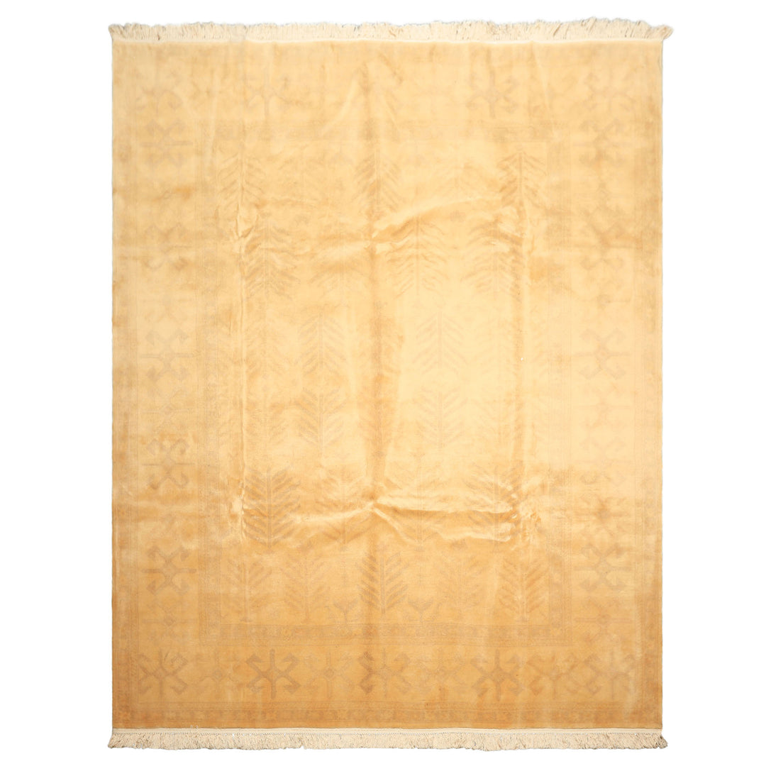 8x10 Tan, Beige, Gray Color Hand Knotted Oushak New Zealand Wool Transitional Oriental Rug
