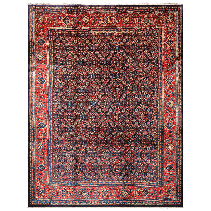 10x14 Navy, Coral, Blue Color Hand Knotted Bidjar Wool Traditional Oriental Rug