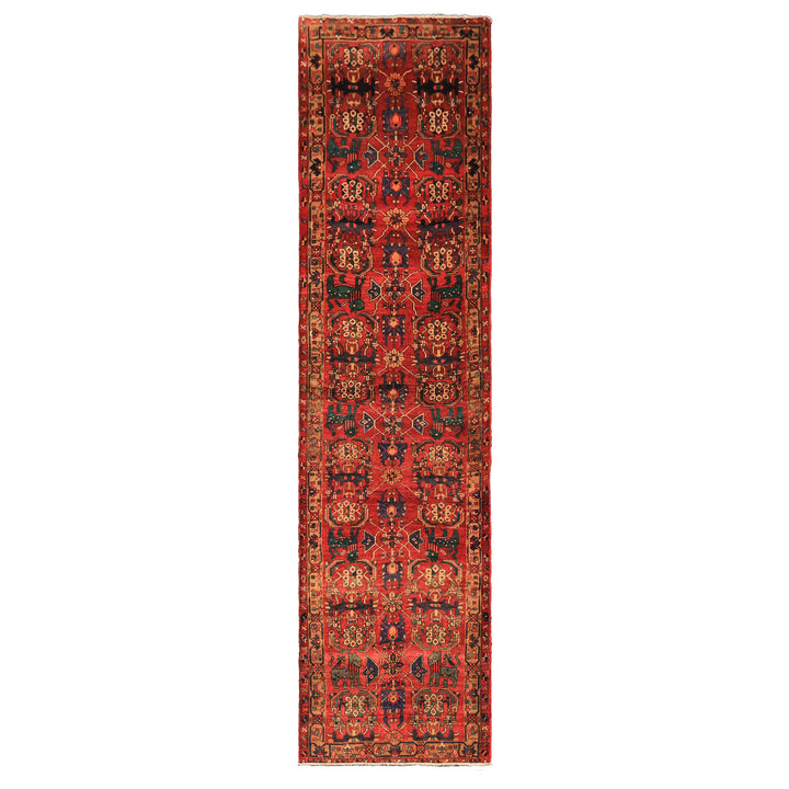 Runner Rust, Tan, Turquoise Color Hand Knotted Bakhtiari Wool Traditional Oriental Rug