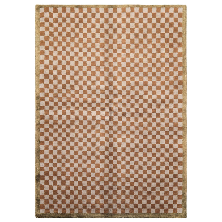 5x7 Gray, Brown, Sage Color Hand Knotted Tibetan Wool &amp; Silk Moden &amp; Contemporary Oriental Rug