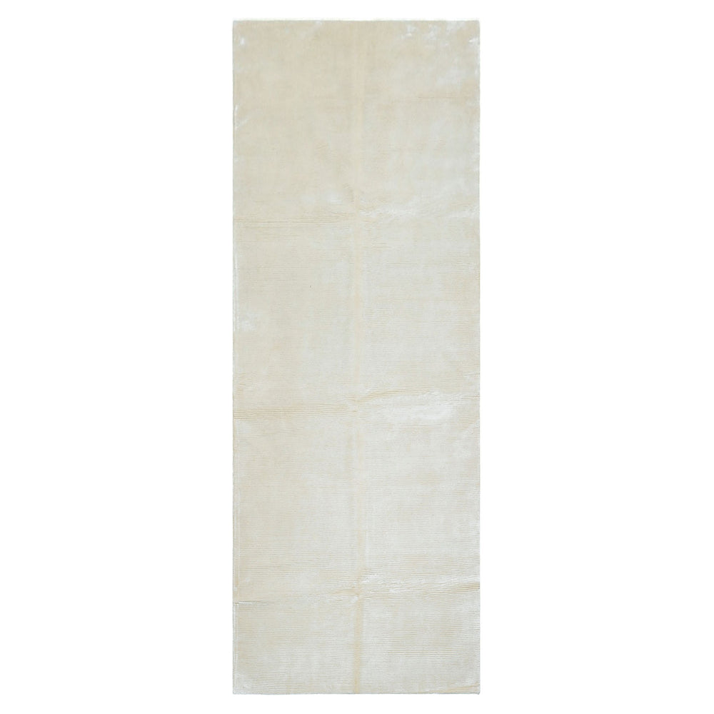 Runner Off White, , Color Hand Knotted Tibetan Viscose Moden & Contemporary Oriental Rug