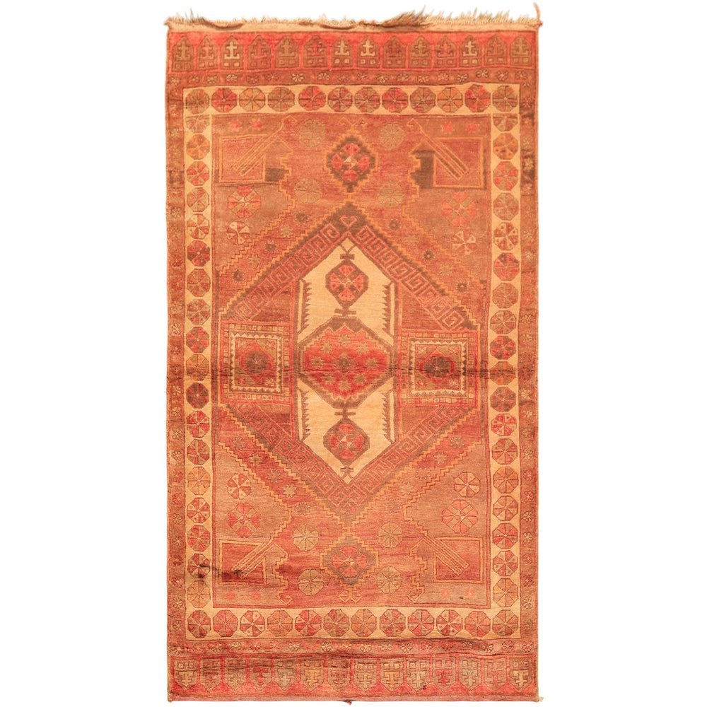 5x8 Rust, Beige, Rose Color Hand Knotted Turkish Oushak Wool Traditional Oriental Rug