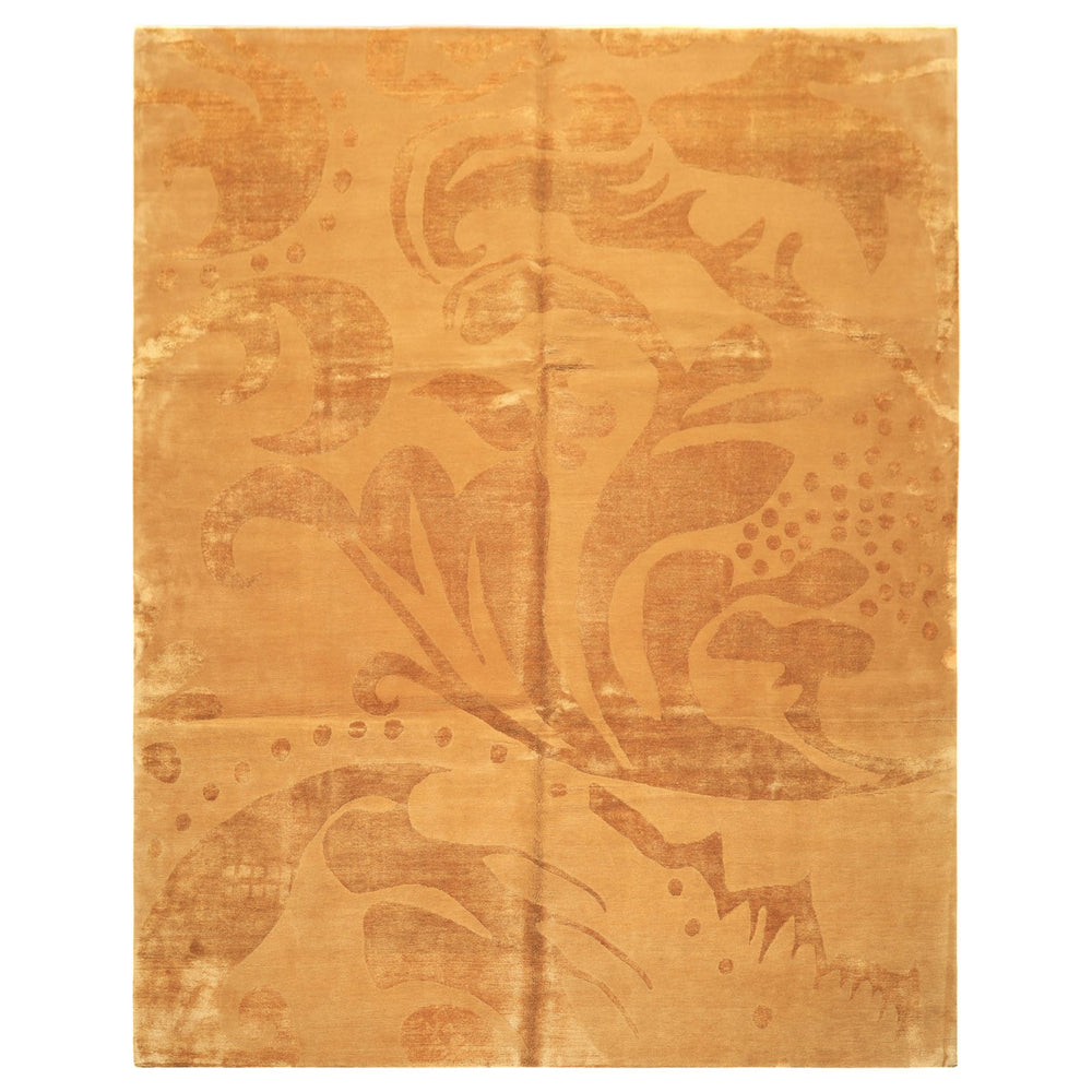 8x10 Tone on Tone Gold, , Color Hand Knotted Tibetan Wool & Pure Silk Modern & Contemporay Oriental Rug