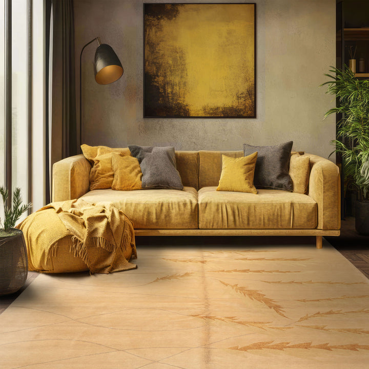 Celeste Rugs 8x10 Hand Knotted Premium Tibetan Transitional Tibetano Designer Tan Gold Wool Pure Silk Area Rug