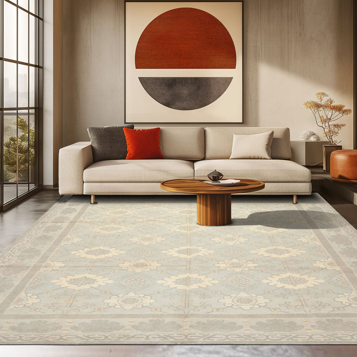 Celeste Rugs 8x10 Hand Knotted Premium Tibetan Transitional Tibetano Designer Seafoam Gray Wool Area Rug