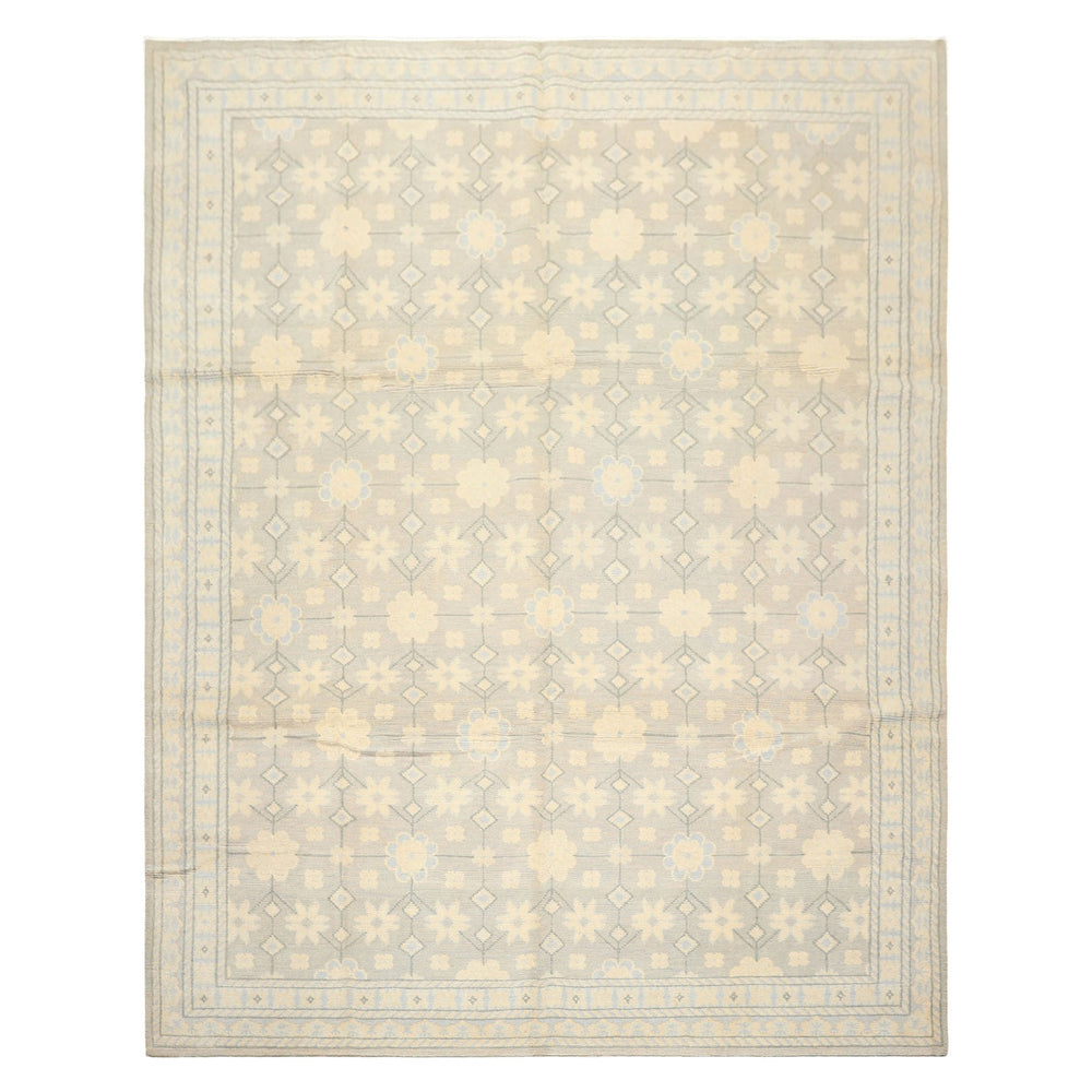 8x10 Gray, Ivory, Slate Color Hand Knotted Tibetan Wool Transitional Oriental Rug