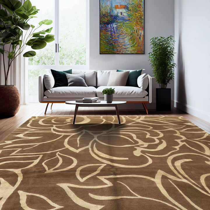 Celeste Rugs 8x10 Hand Knotted Premium Tibetan Modern Contemporary Tibetano Designer Moss Wool Pure Silk Area Rug