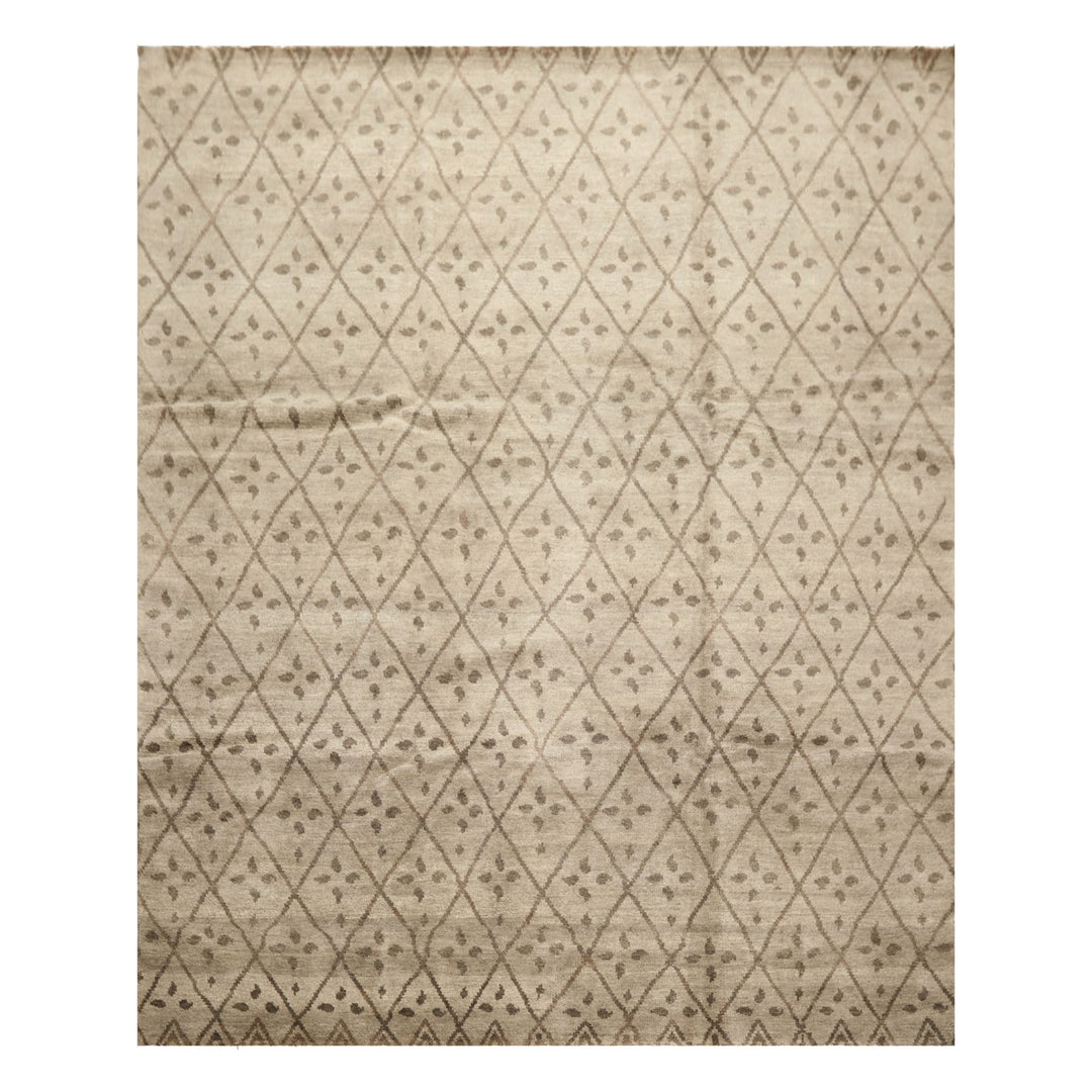 8x10 Moss, Gray, Color Hand Knotted Oushak Wool Transitional Oriental Rug