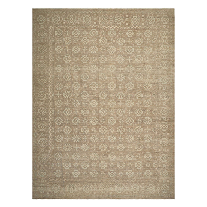 9x12 Tan, Taupe, Beige Color Hand Knotted Oushak wool Transitional Oriental Rug