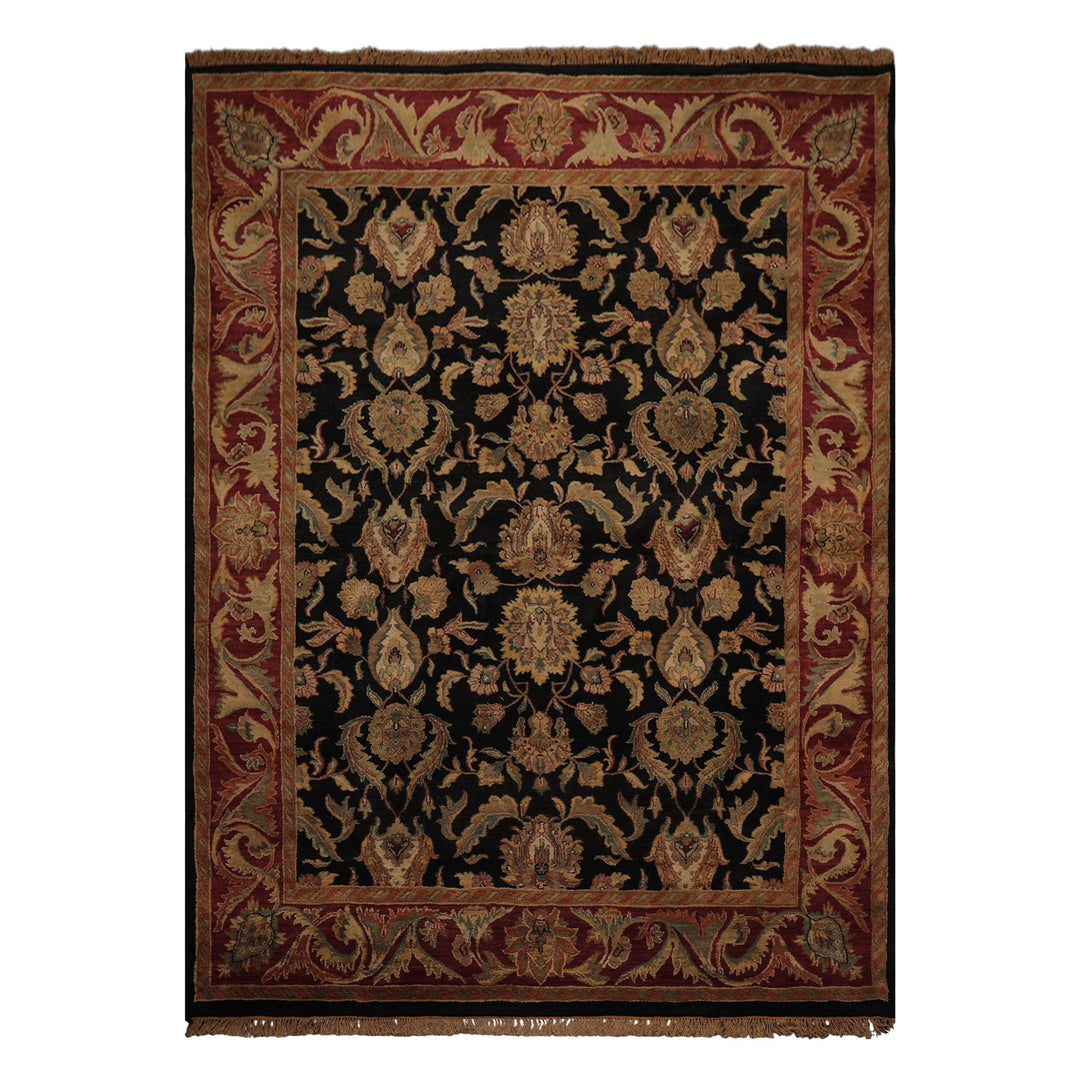 9x12 Charcoal, Rose, Sage Color Hand Knotted Agra wool Traditional Oriental Rug