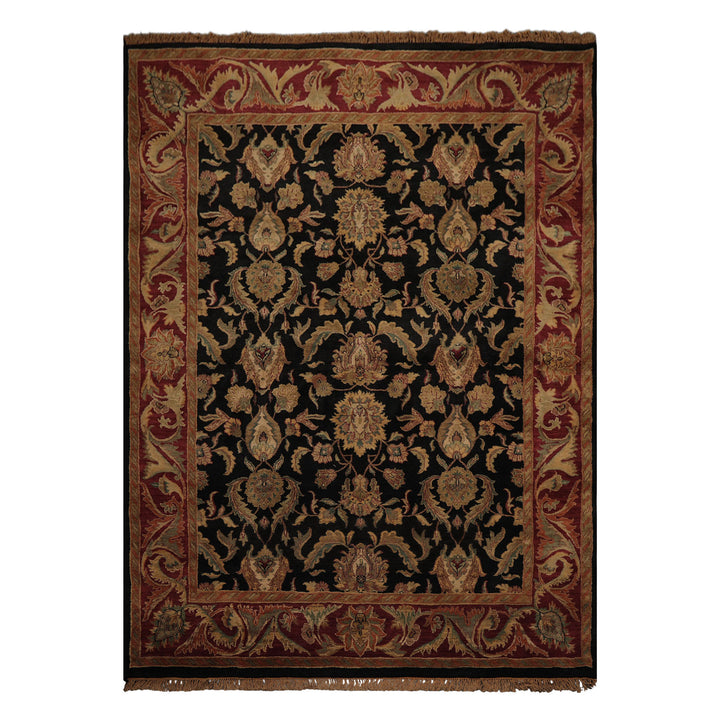 9x12 Charcoal, Rose, Sage Color Hand Knotted Agra wool Traditional Oriental Rug