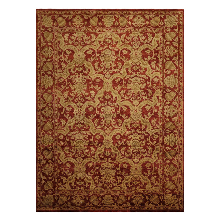 9x12 Burnt Orange, Gold, Olive Color Hand Knotted Jaipur Wool Transitional Oriental Rug