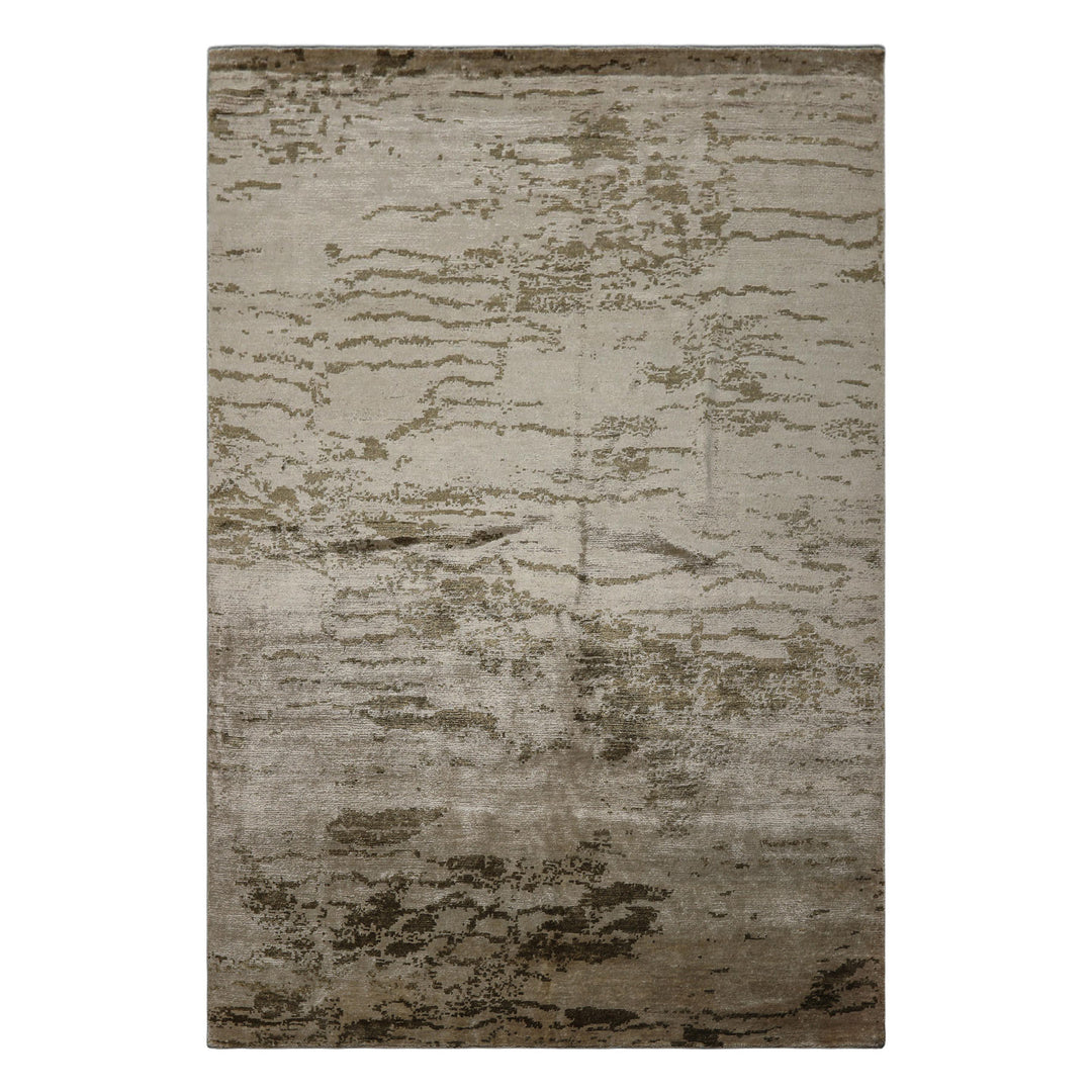 6x9 Beige, Tan, Olive Color Hand Knotted Sherpa Bamboo Silk Modern Oriental Rug