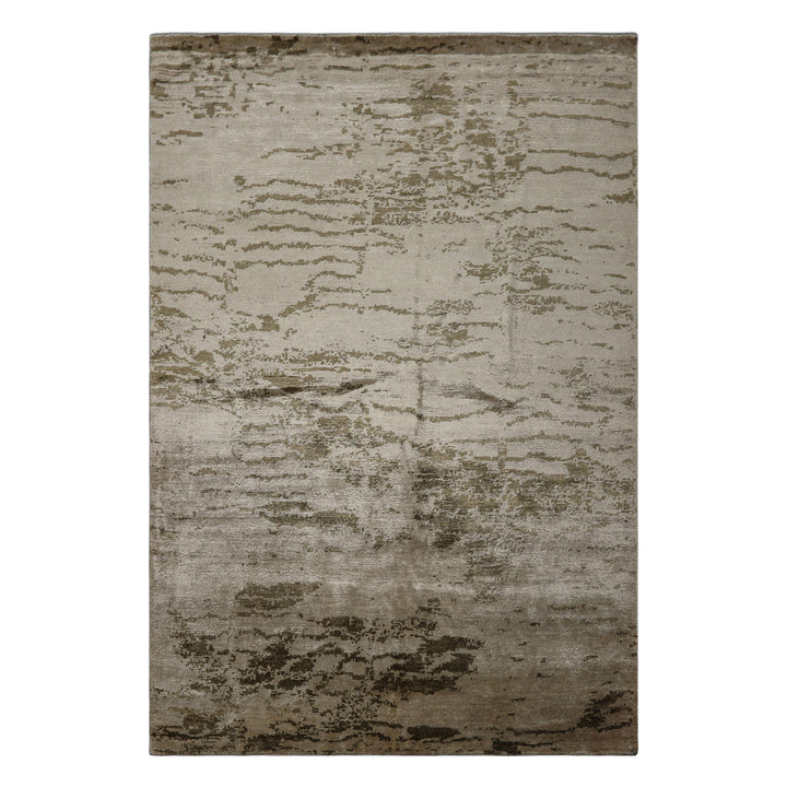 6x9 Beige, Tan, Olive Color Hand Knotted Sherpa Bamboo Silk Modern Oriental Rug