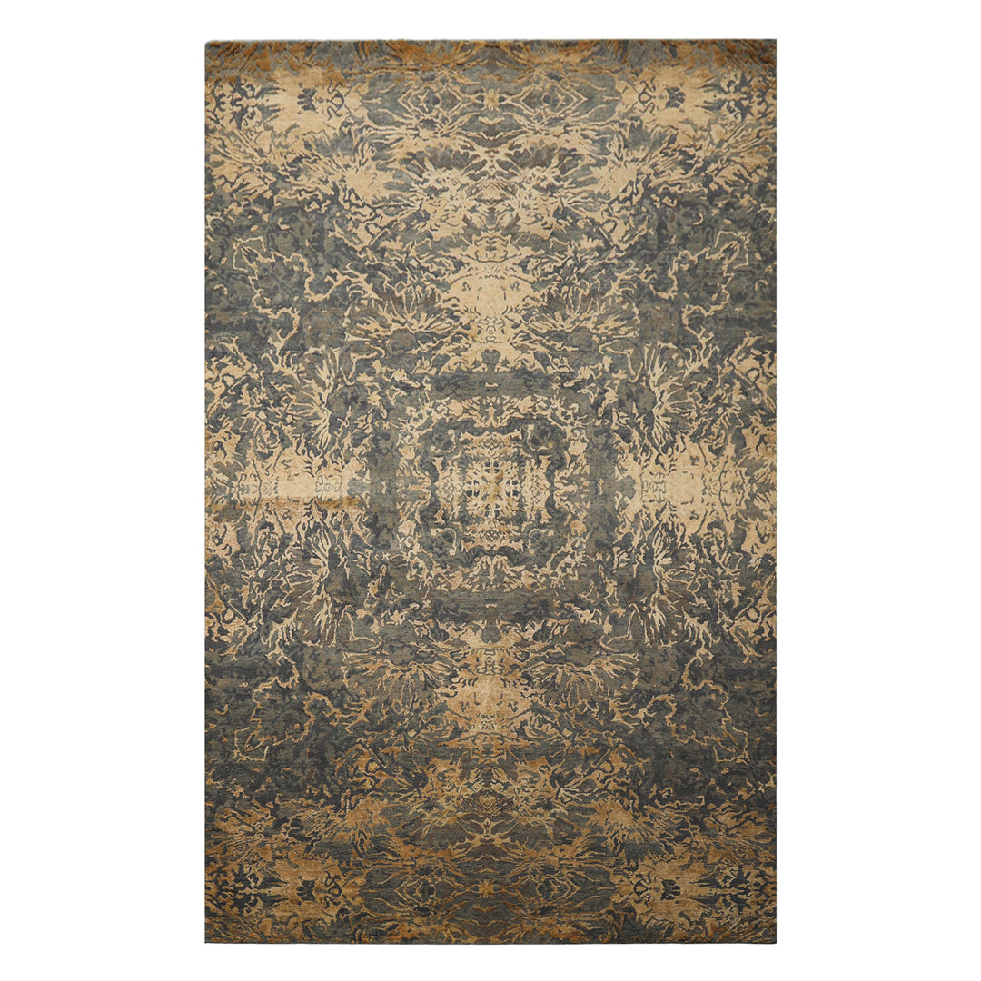 6x9 Gray, Slate, Caramel Color Hand Knotted Sherpa Bamboo Silk &amp; Wool Modern Oriental Rug