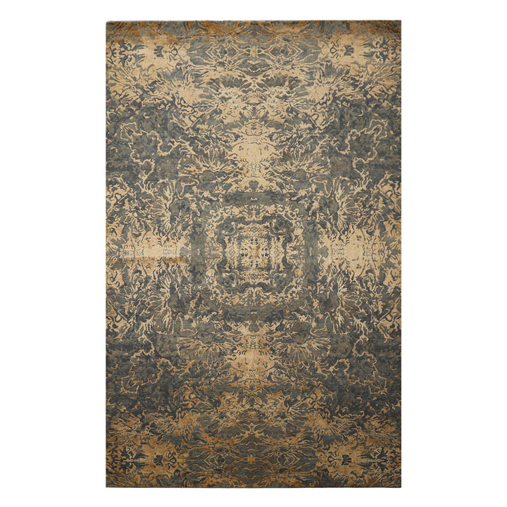 6x9 Gray, Slate, Caramel Color Hand Knotted Sherpa Bamboo Silk &amp; Wool Modern Oriental Rug
