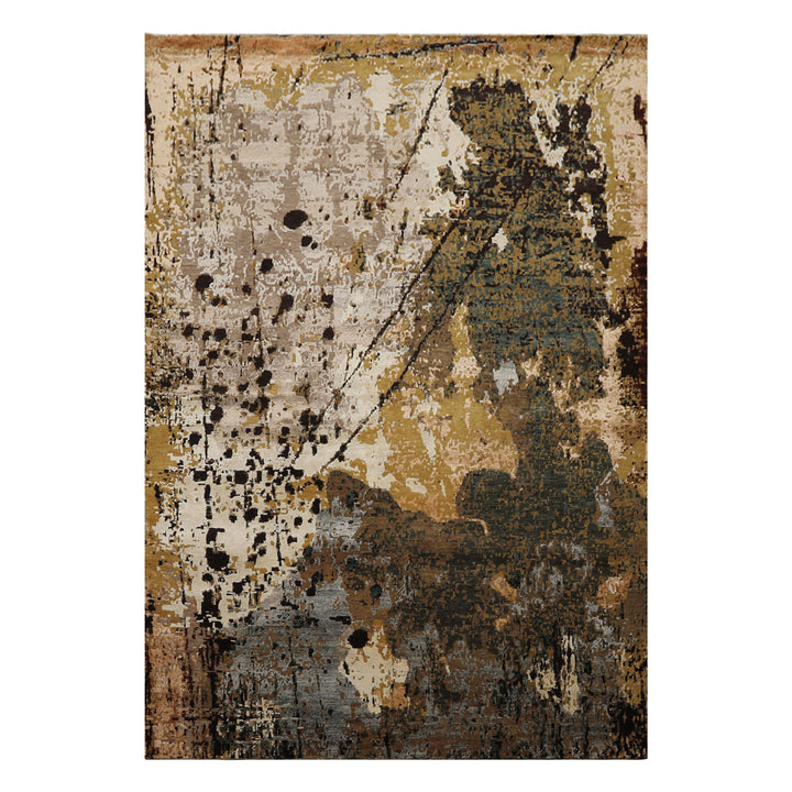6x9 Brown, Gold, Blue Color Hand Knotted Sherpa Bamboo Silk &amp; Wool Modern Oriental Rug